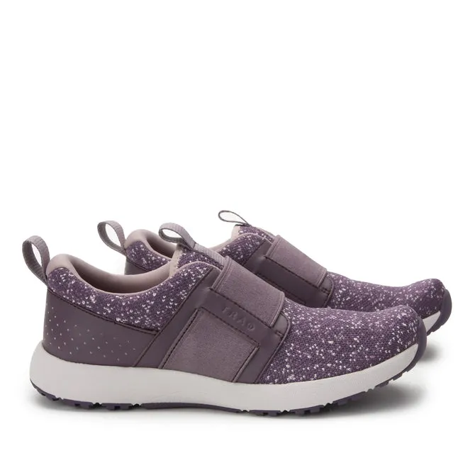 TRAQ By Alegria Volition Slip-On Slip Resistant Tennis Shoe- Eggplant Rain Mesh