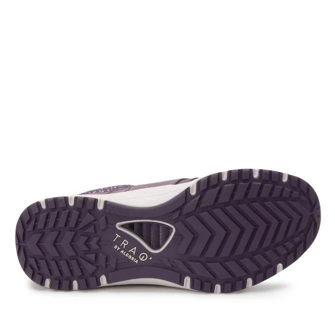 TRAQ By Alegria Volition Slip-On Slip Resistant Tennis Shoe- Eggplant Rain Mesh