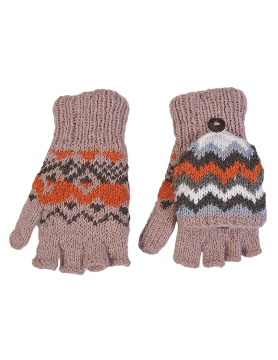 Tribal Pattern Woolen Hunter Gloves