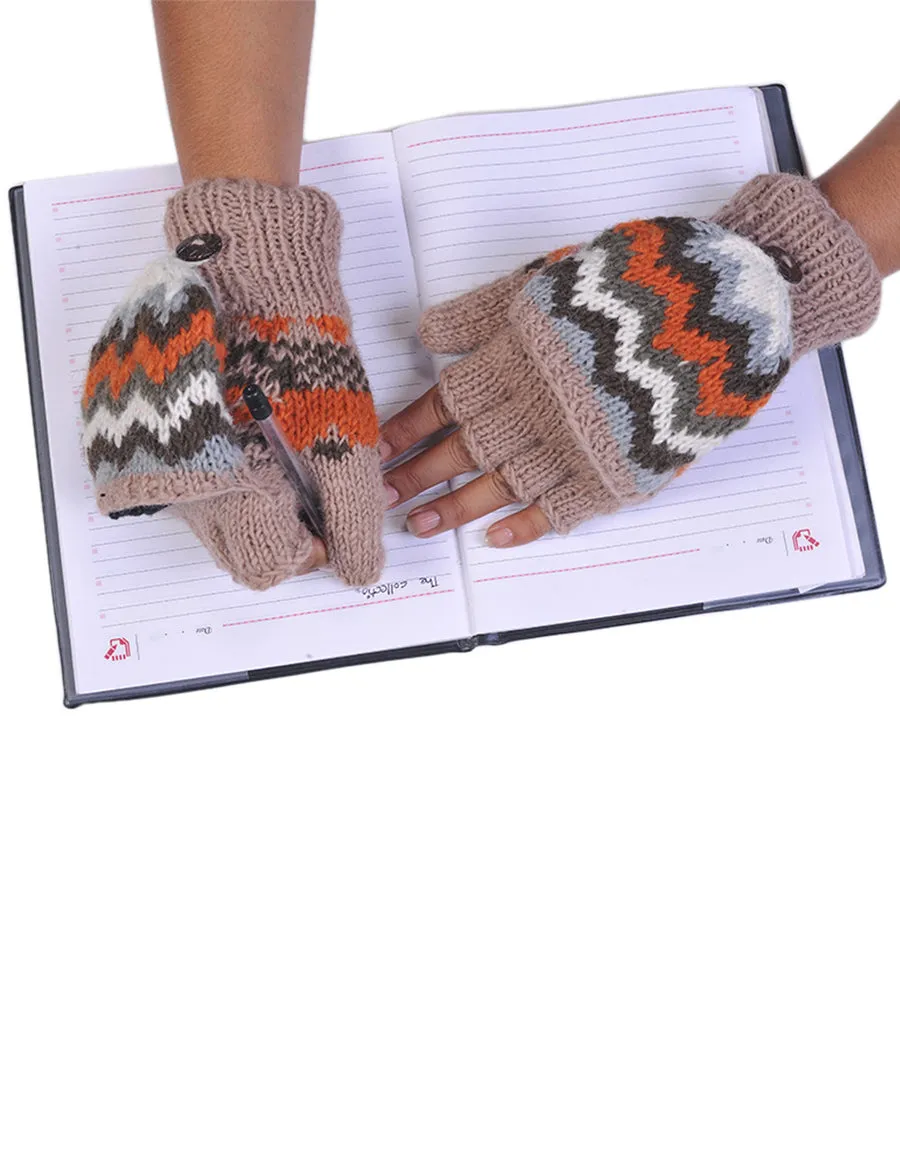 Tribal Pattern Woolen Hunter Gloves