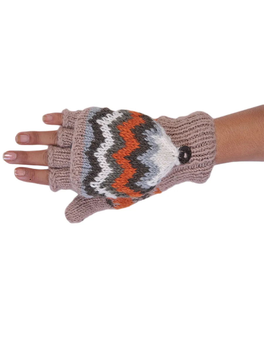 Tribal Pattern Woolen Hunter Gloves