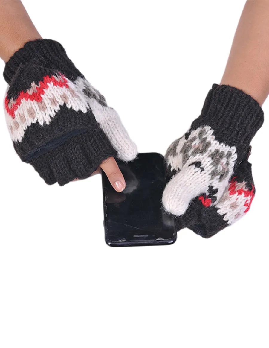 Tribal Pattern Woolen Hunter Gloves