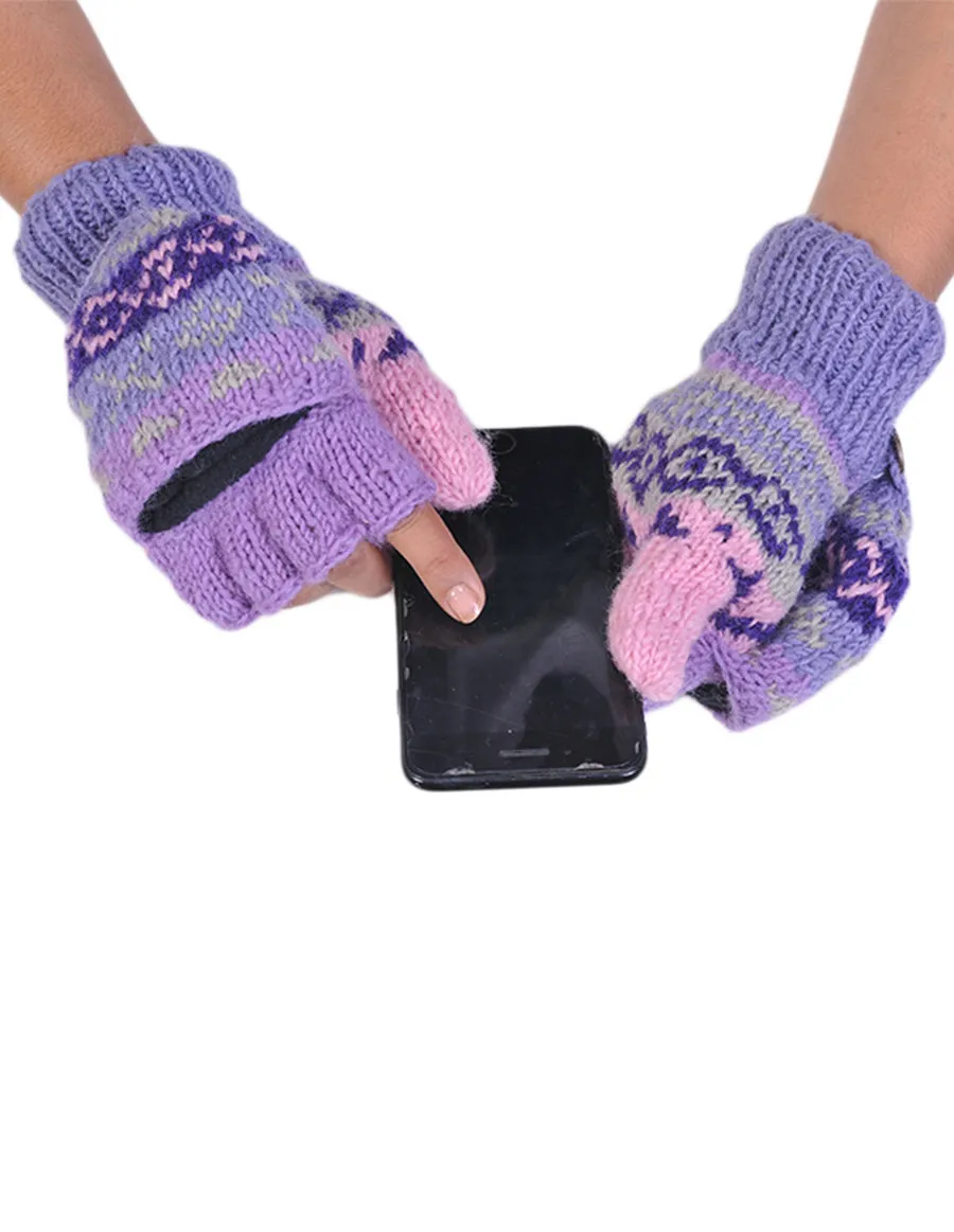 Tribal Pattern Woolen Hunter Gloves