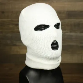 White Snug Fit Three Hole Balaclava | White Knit Ski Mask