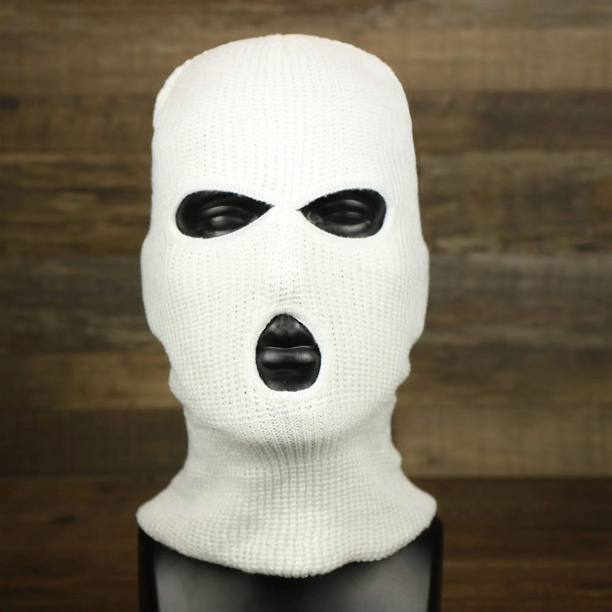 White Snug Fit Three Hole Balaclava | White Knit Ski Mask