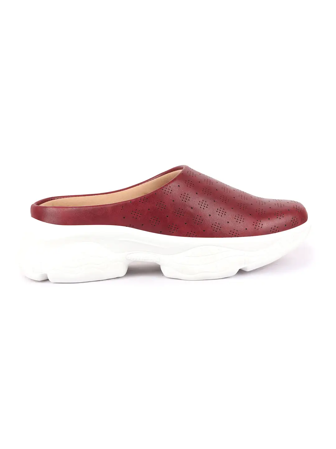 Women Cherry Back Open Classic Design Slip On Mules Shoes