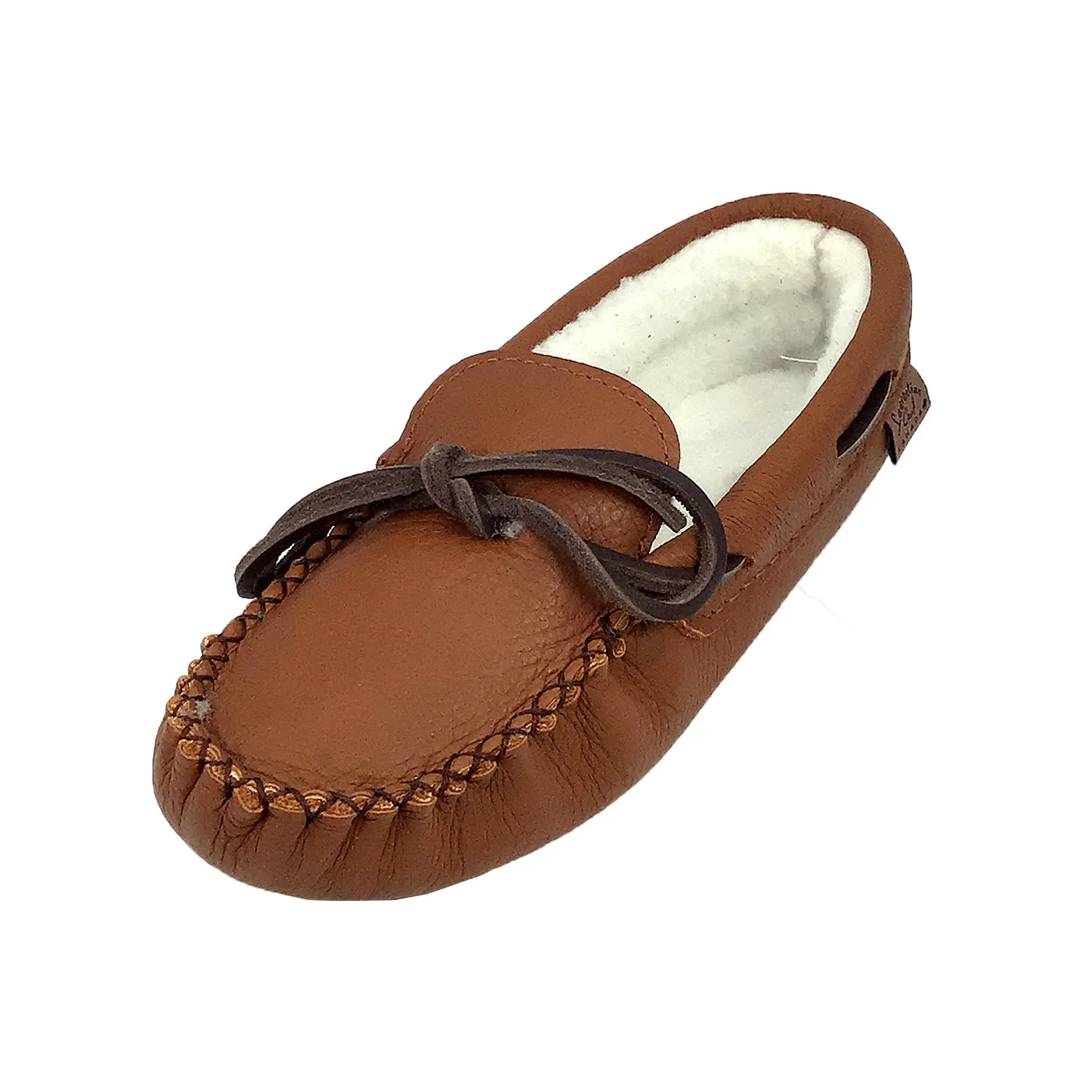 Women's Fleece Lined Maple Elk Hide Moccasins