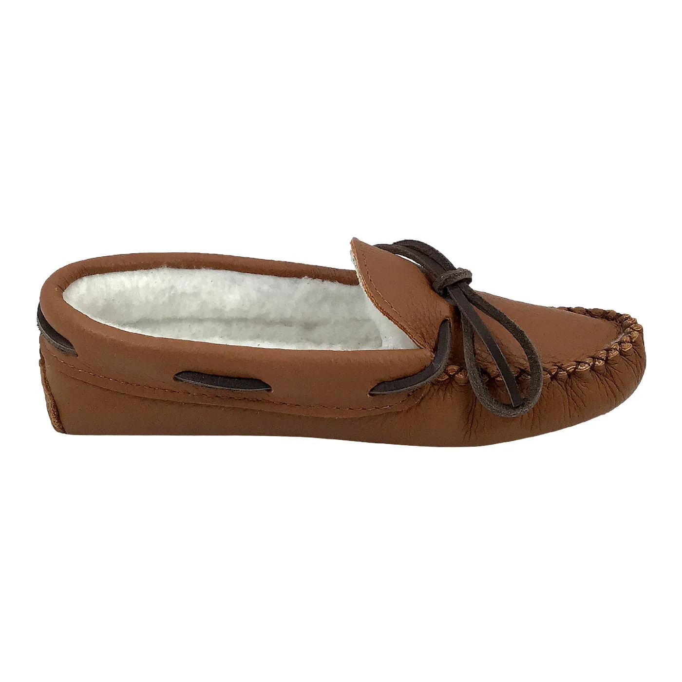 Women's Fleece Lined Maple Elk Hide Moccasins