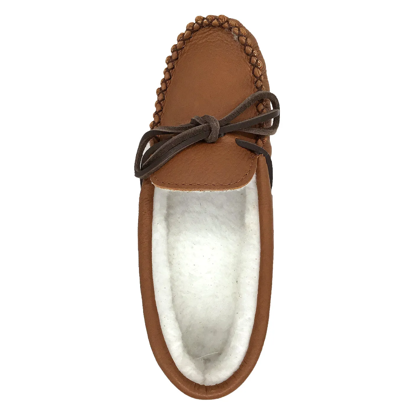 Women's Fleece Lined Maple Elk Hide Moccasins